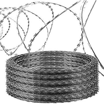 Galvanisierter/PVC/SS304 Einzel-/Münzen-Rasierband-Stacheldraht (CBT60/65-Klinge)